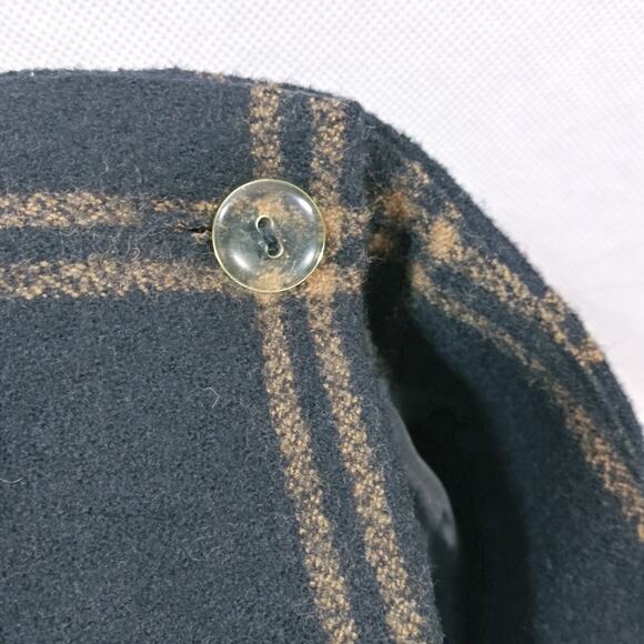 Halston Lifestyle Black Brown Windowpane Wool Toggle Closure Wrap Skirt Size 18 - Picture 7 of 10